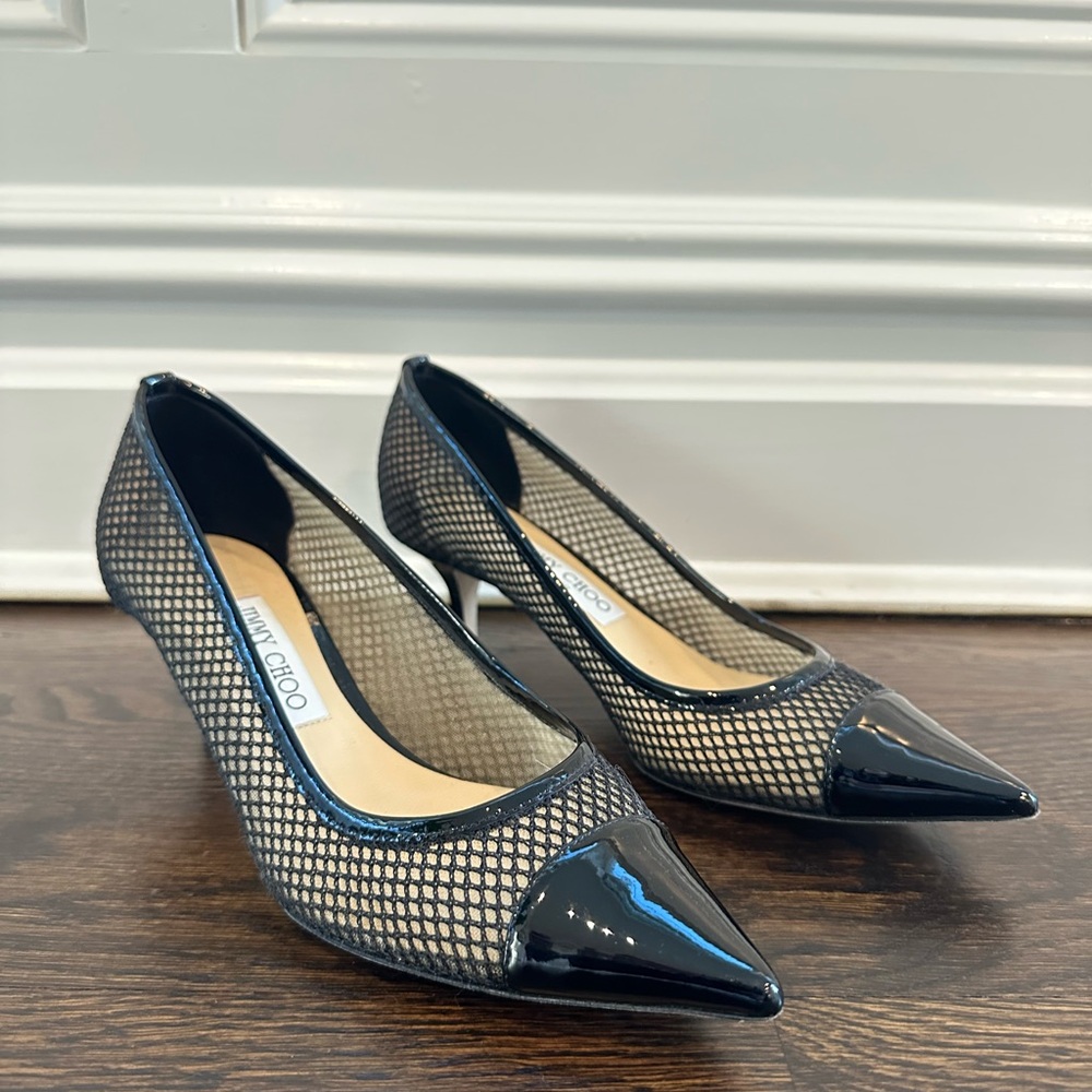 Jimmy Choo Amika Mesh Kitten Heels Size 38